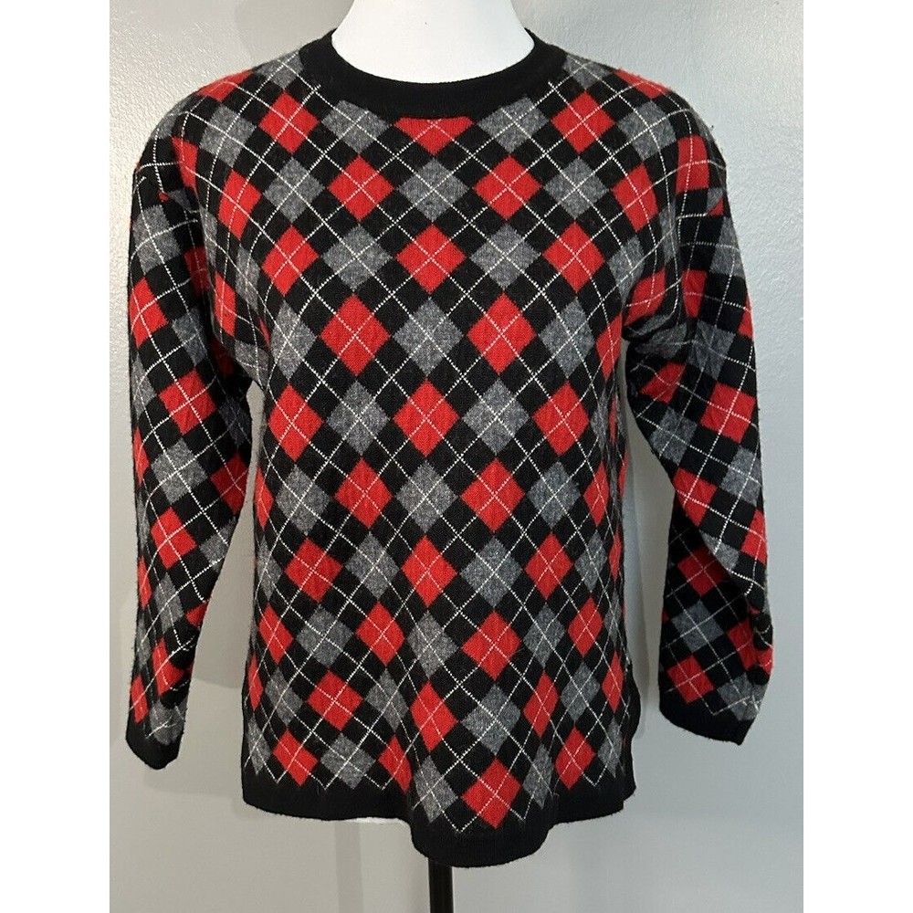 VTG Rafaella 80's Wool Blend Multicolor Argyle Sweater Women’s S Knit Pullover
